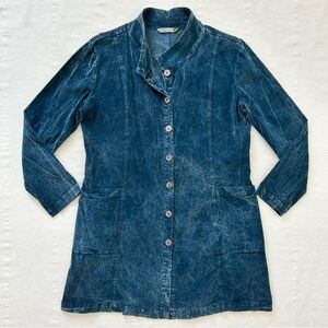 Blue Suede Style Shirt Jacket